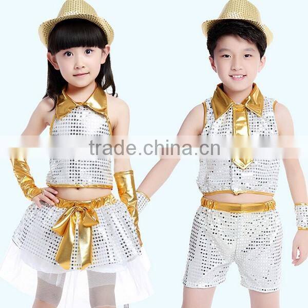 In stock girls and boys sequined jazz dance costume Modern dance costume modern dance costumes