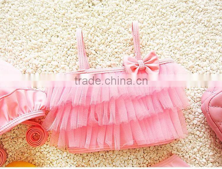 Hot sale girl three-pieces swimwear multilayer gauze sexy beachwear