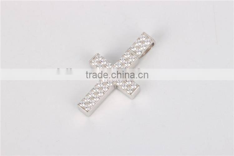 Large hip hop 925 sterling silver handmade cross pendant jewelry wholesale