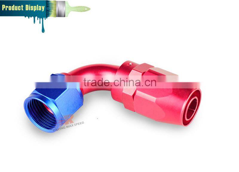 Aluminum oil cooler fitting 90 degree resuable hose end fuel line hose end fitting adaptor cutter shape blue and red 40-090-10