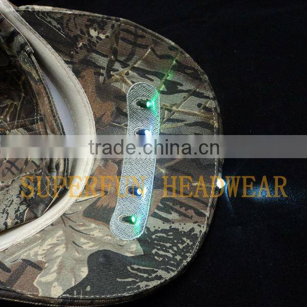 camo material white and green LED colors fast and closed hunting caps