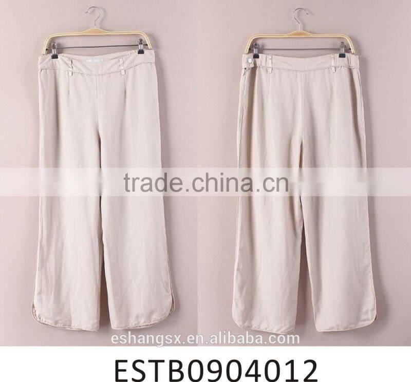 Ladies linen beige loose style lounge pants