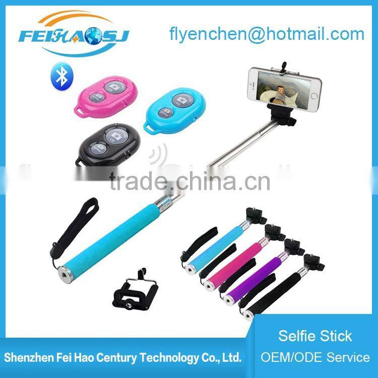 Bluetooth wireless mobile phone selfie stick monopod with retail packaging for iphone, for samsung