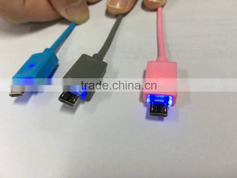 Bulk price For Samsung Fashion Smart Changing Light LED reversible USB Cable