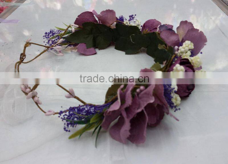 HL017 wholesale Fashion tiara flower crown headband for women wedding flower garland crown