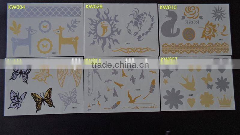 2015 FACE temporary tattoos face jewelry sticker golden tattoo KW- series 15*10.5CM
