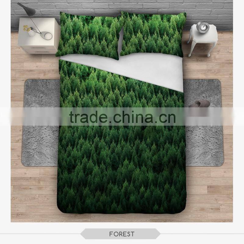 fashion green forest 3D print bedding set soft home textile four season collection colorful print funny animal children printing