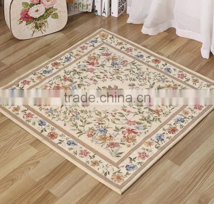 Hot sale Europeanism art chenille yarn jacquard home textile Square floor carpets cheap rug Can be customize