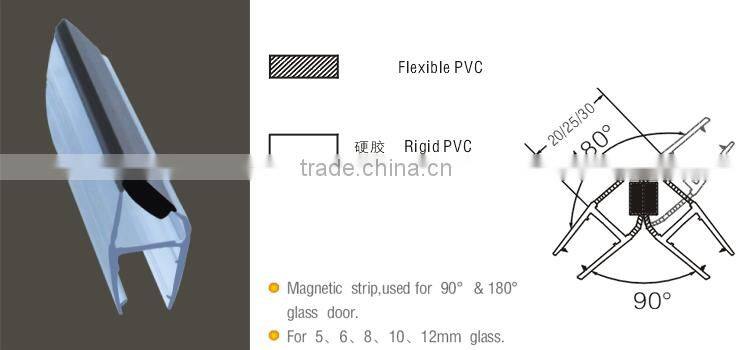Waterproof Strip Magnetic Seal For 90 / 180 Degree Glass Shower Door