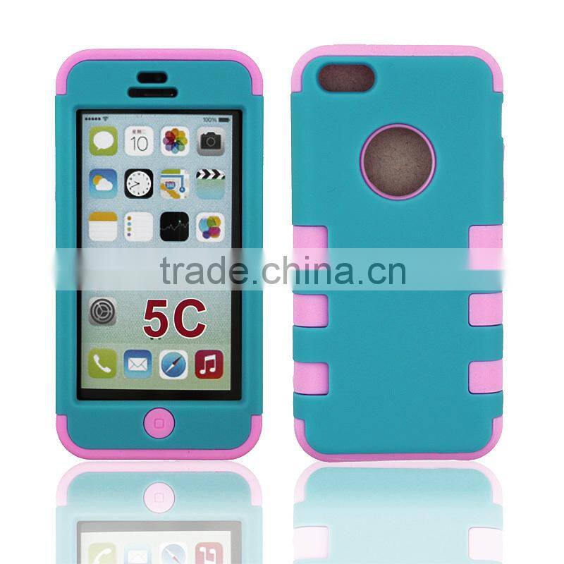 3 in 1 hybrid silicone case for iPhone 5C mobile accessory