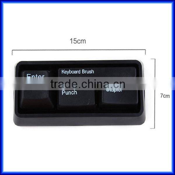 Multi purpose office Keyboard Stationery with brush stapler paper punch, school desk drawer organizer keyboard stationery