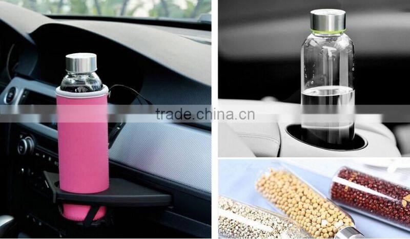 High-quality Environmental Borosilicate Glass Water Bottle with Colorful Nylon