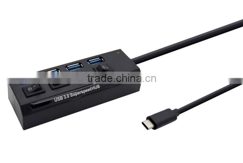 Forida NEW arrival Type C hub with individual on/off key switch USB3.0 HUB