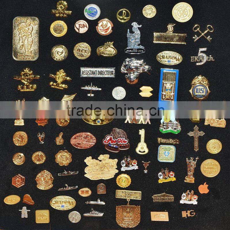 custom soft enamel gold plating metal round badge pin
