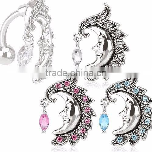 Moon Reverse Belly Ring Navel Bar