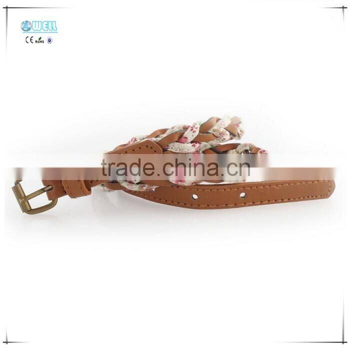 Women Woven Leather Belt Lady Flower Belts