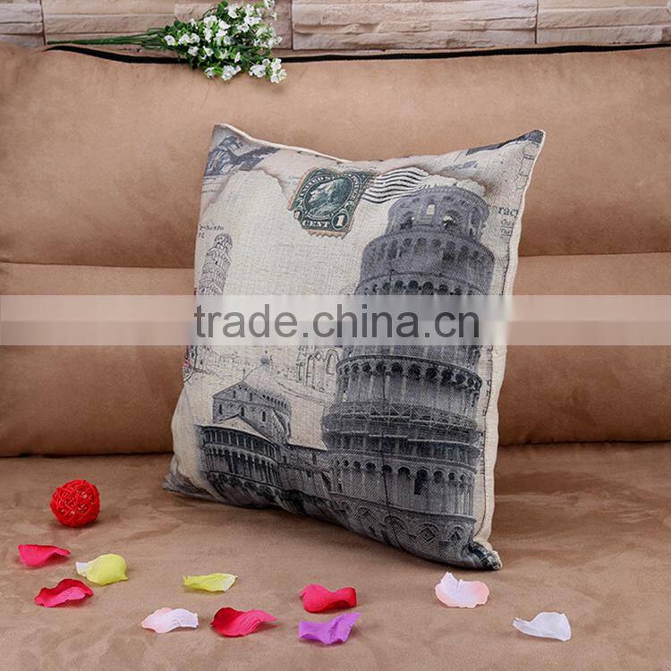2015 europeanism leaning tower Pisa cotton and linen hold pillow Sofa cushion cover home furnishing hold pillow