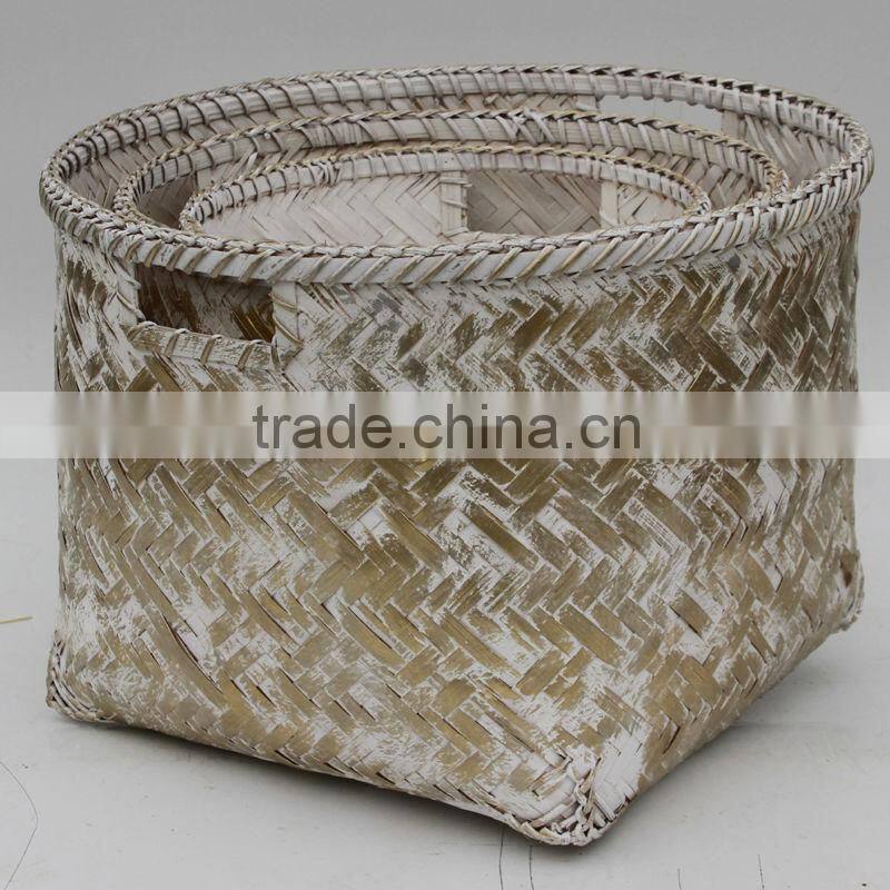 New Metalic Bamboo Basket For Storage And Home Decoration