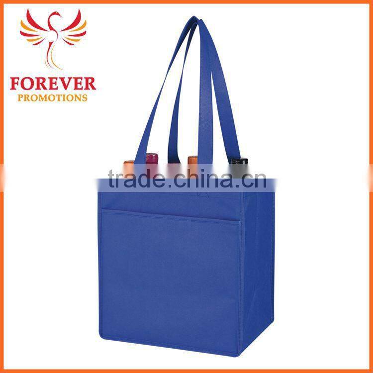 High Quality Custom Non-woven 6 Bottles Tote Bag with Front Pockets