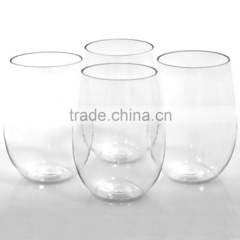 Plastic Unbreakable Stemless Wine Glasses 16 oz