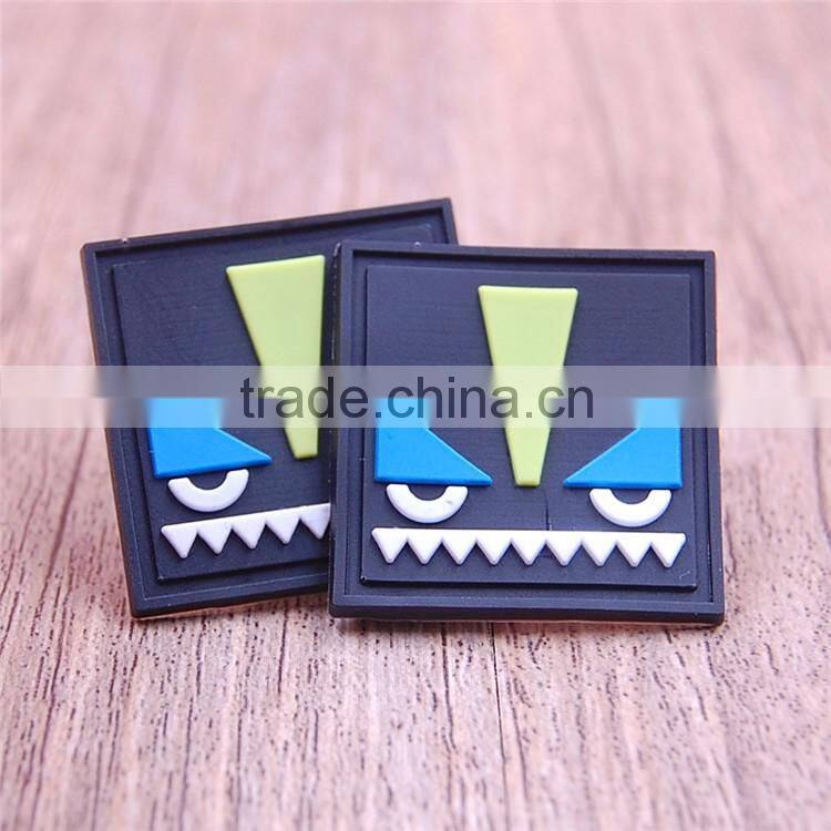 Custom cheap square shape pvc labels for brand clothing handbags