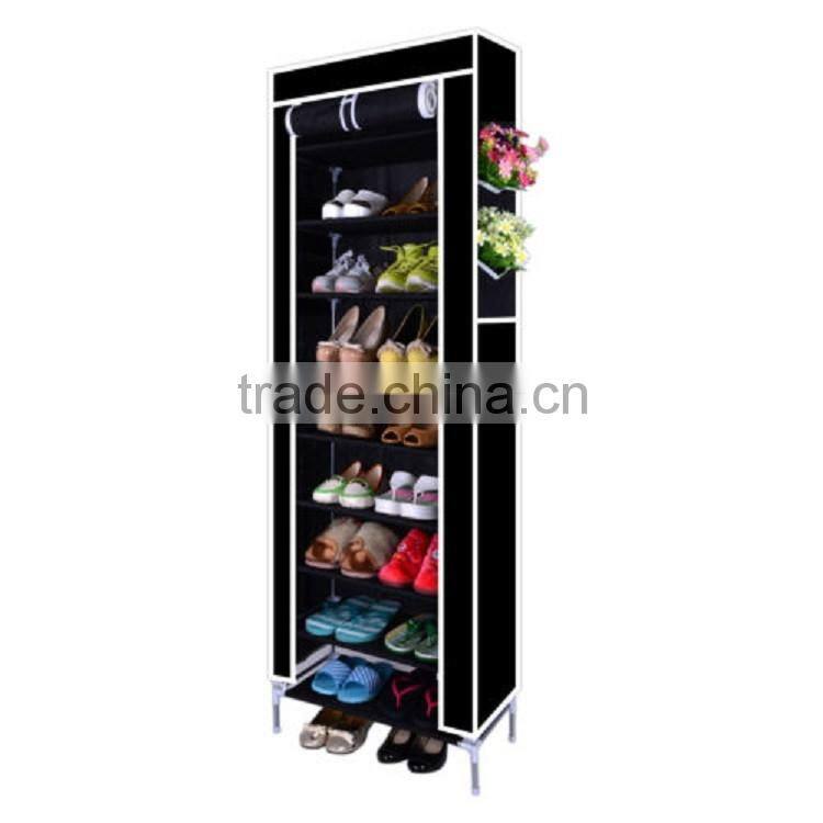 made in china 10 tier non-woven fabirc melamine mdf shoe cabinet