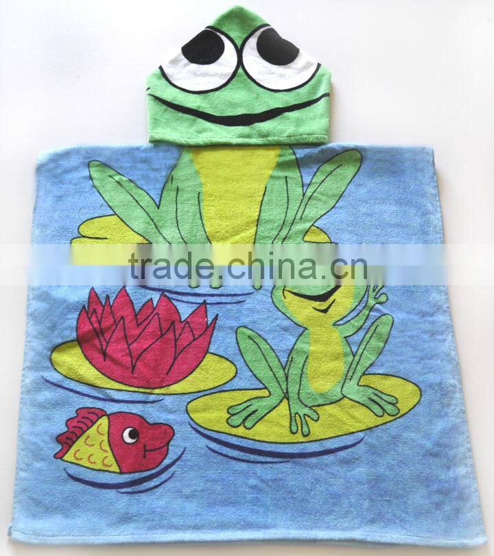 Oeko-Tex 100% Cotton animal Kids Hooded Towel of velour printed