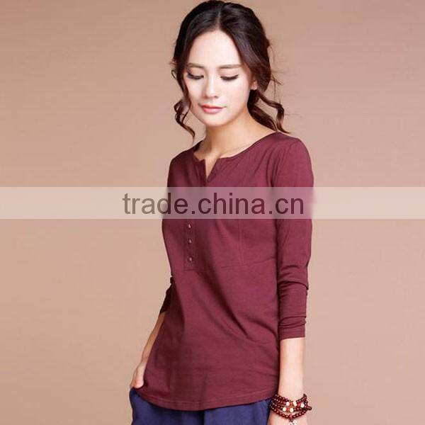 wholesale comfortable long sleeve o-neck women t shirt