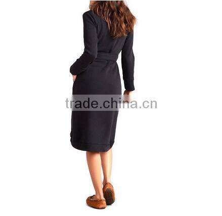 Womens Cotton/polyester Blend Duffield Robe--Black