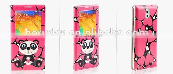 Animal cartoon print oem phone back for samsung note 3 leather case