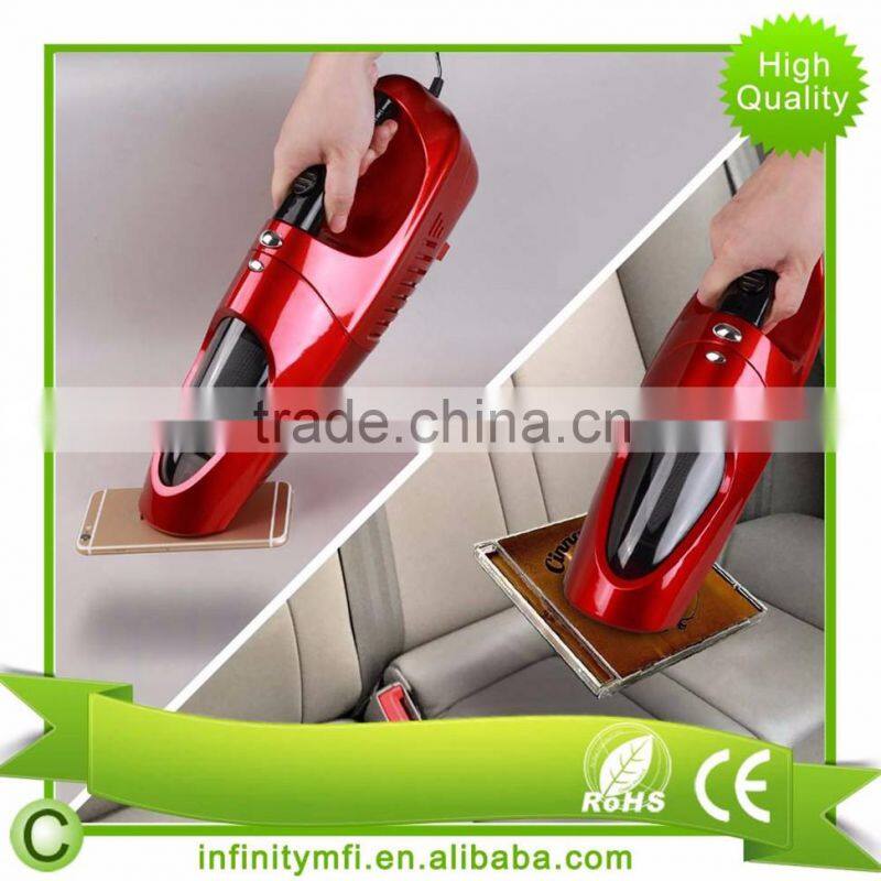 Dark red Portable 12V 80W Mini Car and Dry Car Vacuum Cleaner