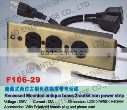 2 outlets steel electrical socket