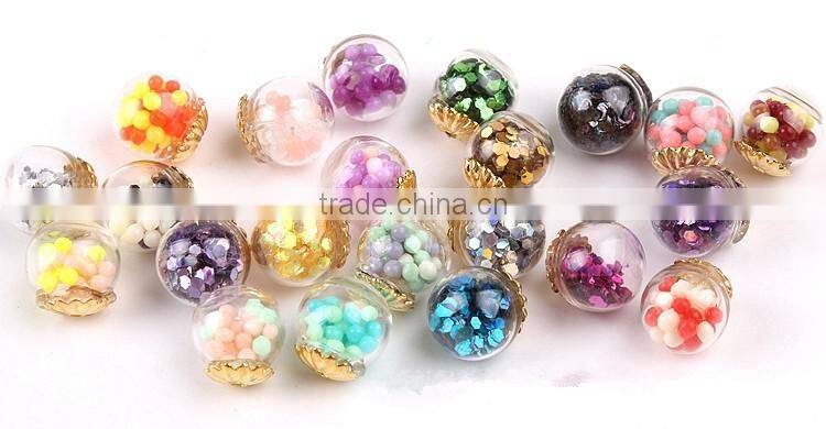 2016 Newest Wholesale DIY nail hollow filled with water glass crystal ball, Decorative Nail Art