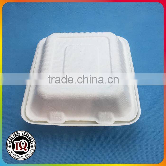 Disposable 3 Parts Sugar Cane Biodegradable Fast Food Container
