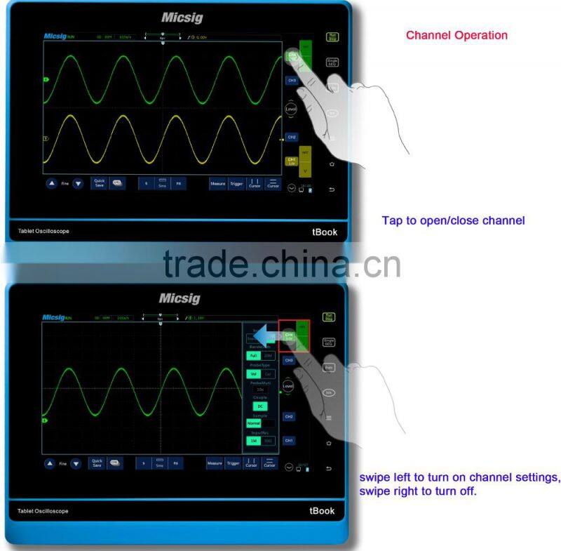 Micsig TO104 Tablet Oscilloscope 4 channels ,Digital Storage Oscilloscope 100MHz
