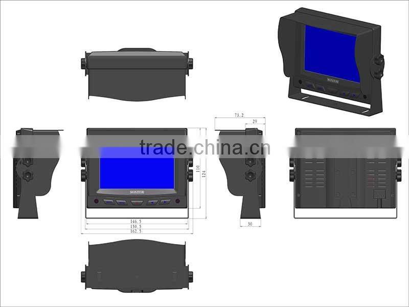 small screen size 5 inch truck 4 pin reverse camera monitor