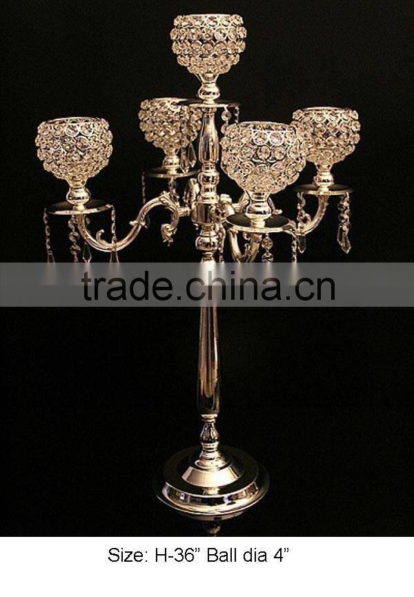 Hot silver wedding candelabra centerpiece