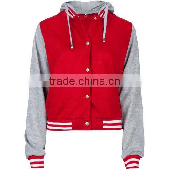 letterman jacket with hood collar