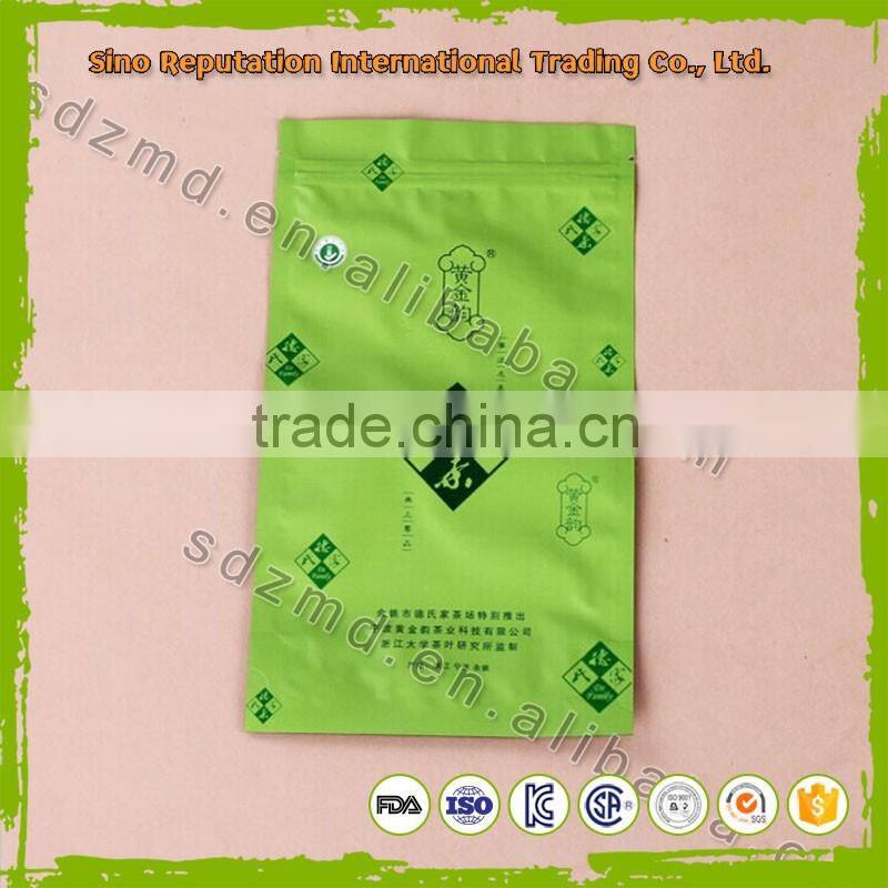 Best price 3 side sealed aluminum foil tea bag with zipper top