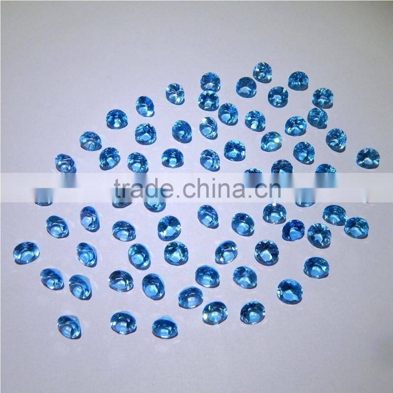 NATURAL SWISS BLUE TOPAZ CUT FACETED GOOD COLOR & QUALITY 6 MM ROUND LOT