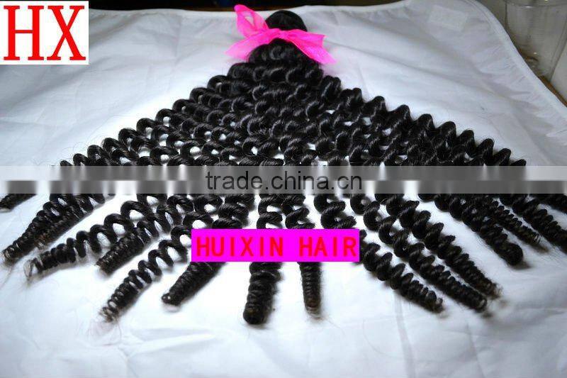 100% human Natural virgin Malaysian spiral hair extensions weave free shipping