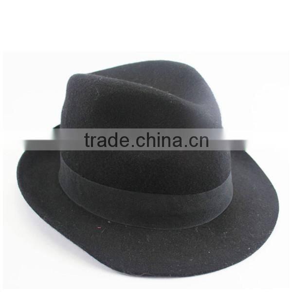 Wide Brim Flat Top Black Wool Felt Cheap Fedora Hat Rack For Men