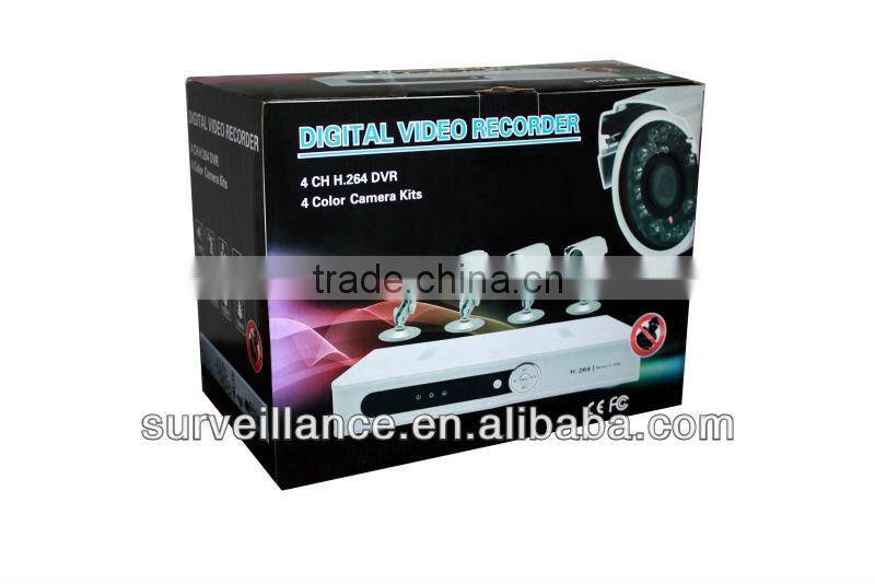 Ecnomic 4ch DVR Kit with Color CMOS 650 TVL dome and waterproof IR Camera,standzlone DVR