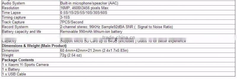 International Edition XiaoYi Action Camera1.0 XiaoYi waterproof Camera 1080P 60fps 16MP wifi Sports Cam Have in stock