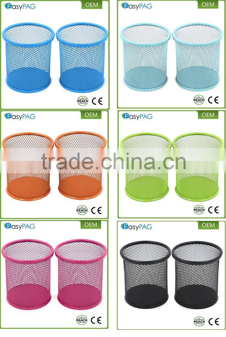 China factory made desktop fancy custom rotating metal mesh pen holder