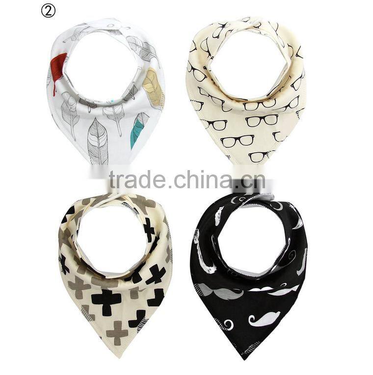 Top quality 100% cotton 4pieces a lot baby bandana bibs