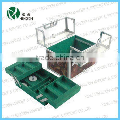 Aluminum poker chip case acrylic top case