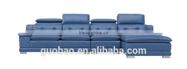 C2220 bule color real leather nice modern leisure furniture sofa for sale