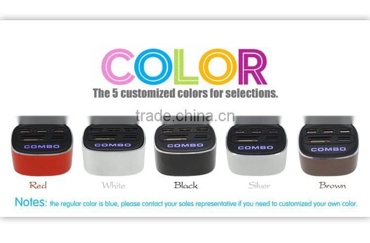 Wholesale factory high quality unique cute style micro 2.0 card reader usb/por hub/usb hub