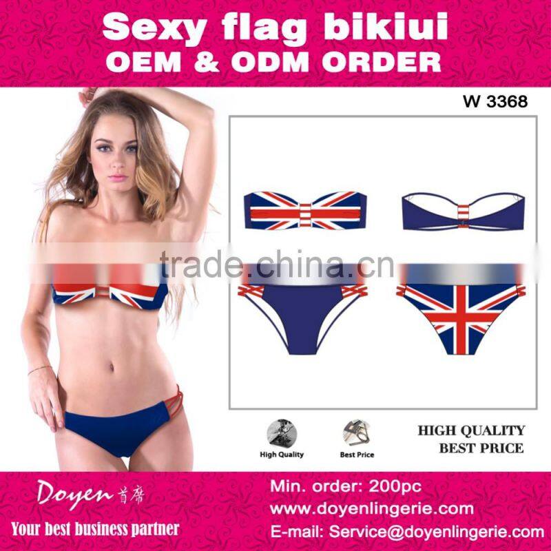 Hot Sale Sexy New Cheap Price Sexy Women Printed UK Flag Bikini Swimwear Womens Swimsuits